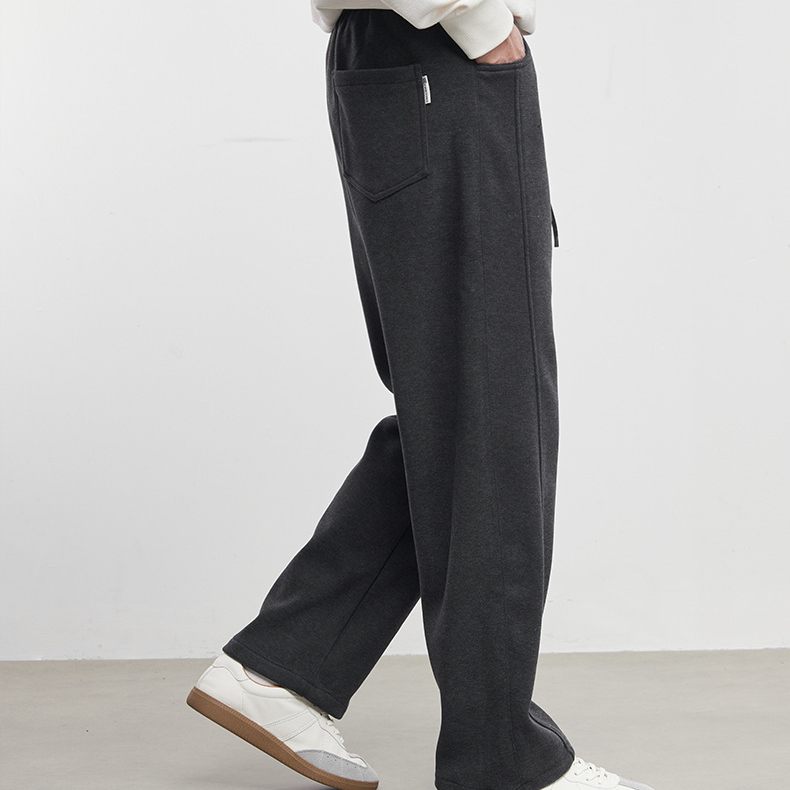 街角暖絨秋冬季寬鬆抽繩加絨休閒褲舒適運動簡約百搭長褲
