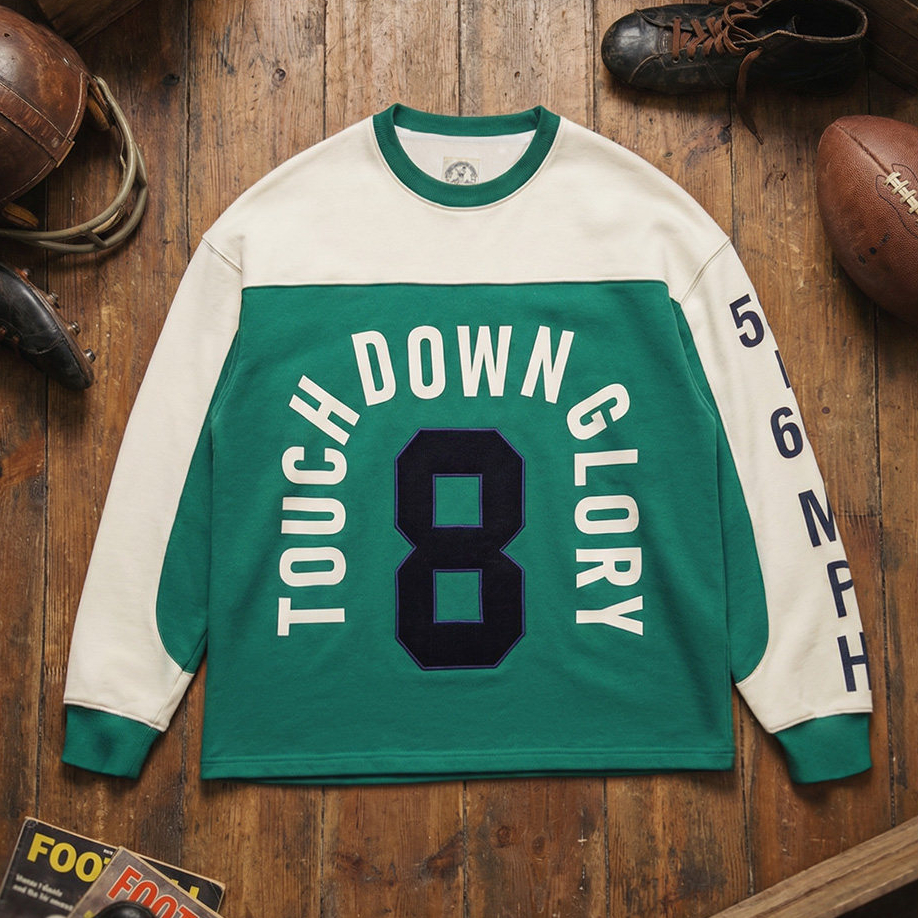 美式復古球衣風撞色長袖T恤數字圓領套頭衛衣外套男款春