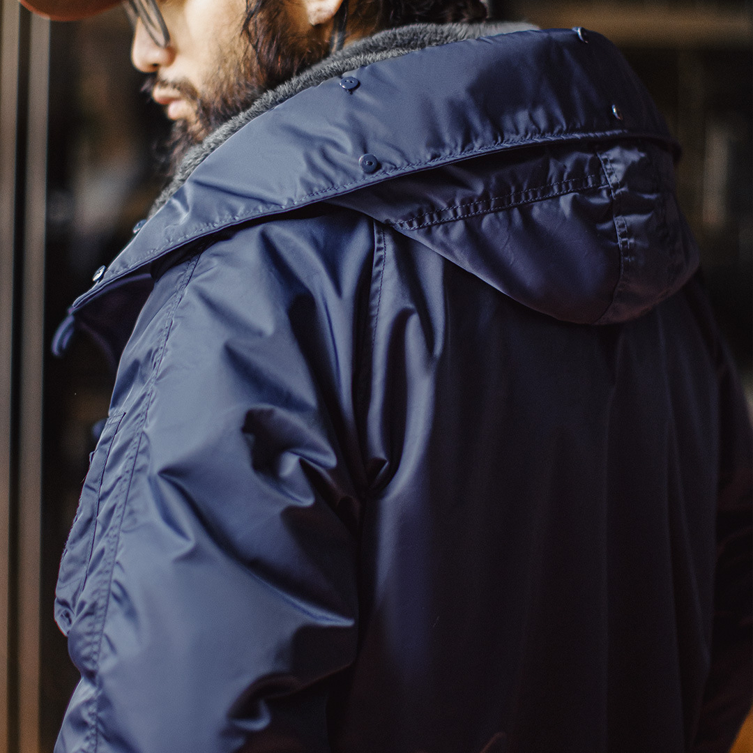 美式復古N2A毛領派克服藍色座山雕短款棉服夾克外套男冬