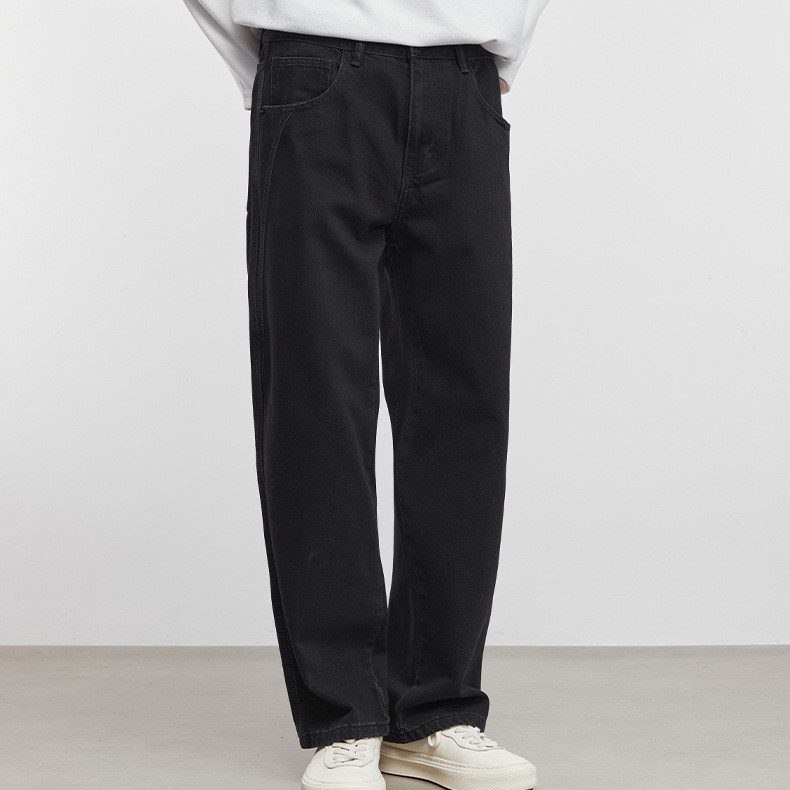 幽裁高級感黑色直筒牛仔褲男秋季2025新款休閒褲子男褲子