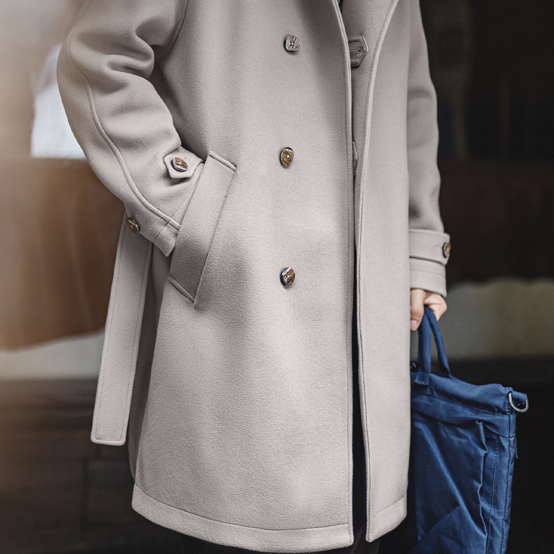 德式灰色巴爾瑪肯風衣中長款戰壕大衣廓形英倫外套男秋