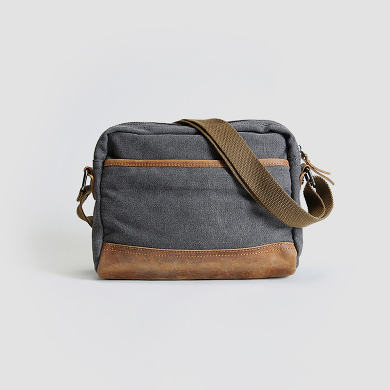新款男式休閒男包帆布包男橫款單肩包斜挎包男士包包斜跨揹包青年