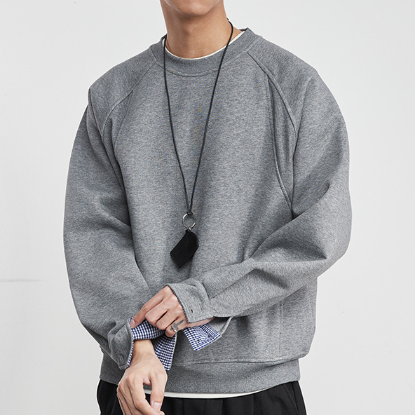 格序秋冬新款套頭加絨拼接衛衣百搭情侶復古日系寬鬆潮流