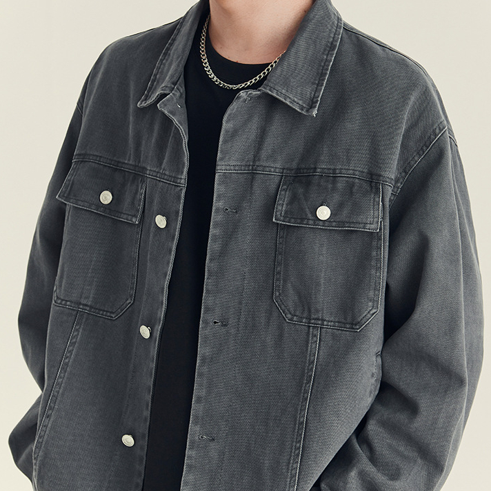 秋冬季純棉外套男士潮款高級感痞帥寬鬆街頭復古翻領夾克