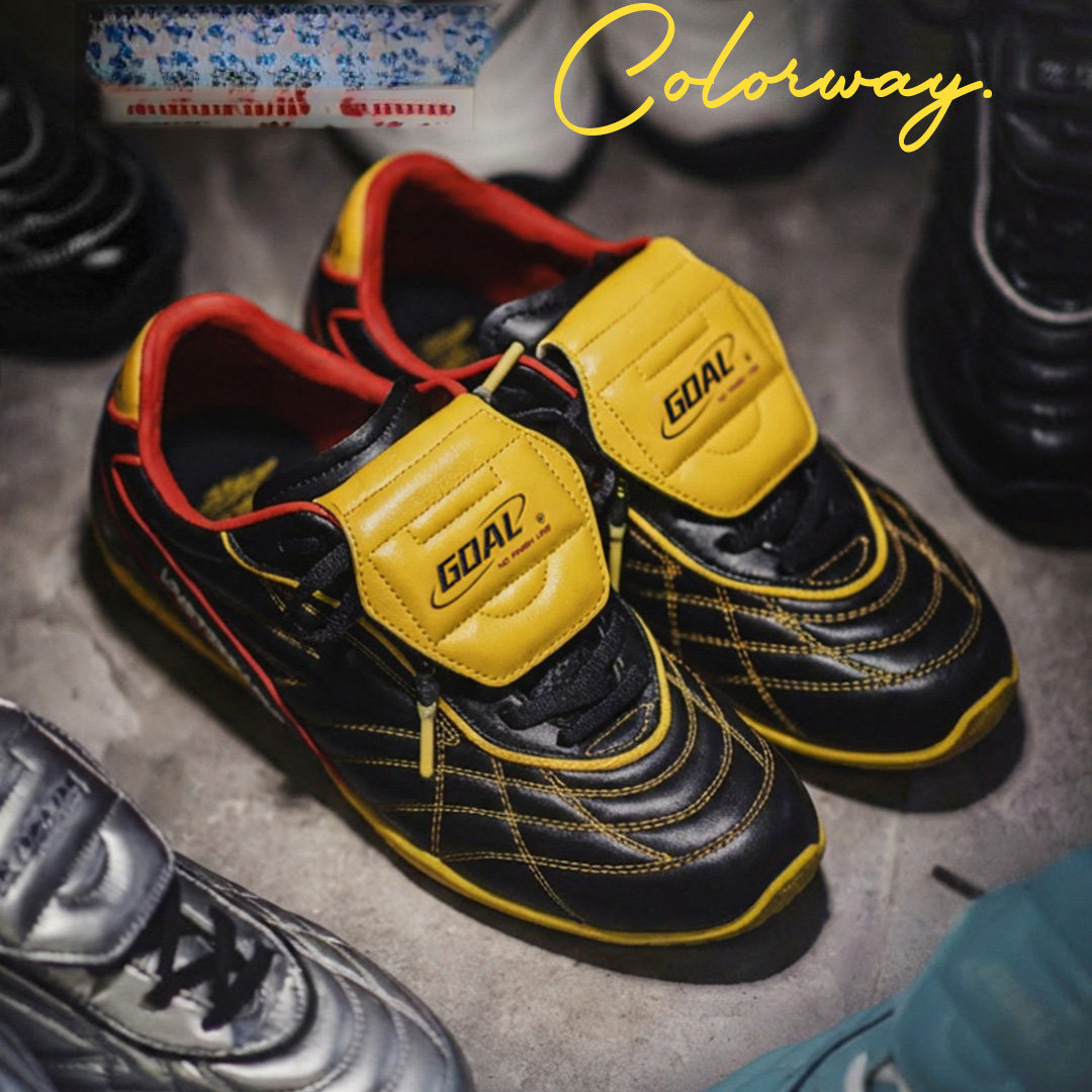 復古足球德訓鞋男春季新款翻蓋皮面黑黃色鞋子平底運動休閒鞋