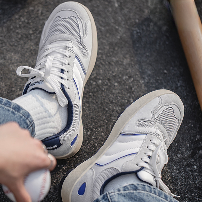 洋基藍厚底板鞋男鞋春季美式復古通勤百搭棒球運動休閒小白鞋