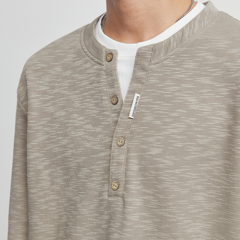 巷序時尚復古亨利領衛衣男秋冬寬鬆休閒假兩件套頭衫