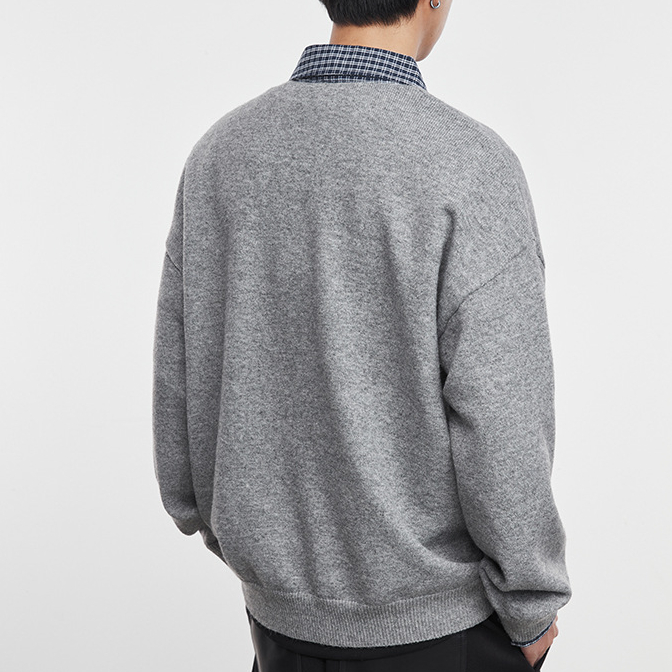 格领620G重磅混纺拼色翻领毛衣男冬季美式保暖宽松时尚潮