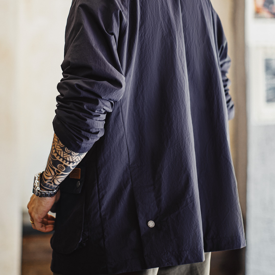 美式復古Safari遊獵裝夾克防水藍色vintage風衣外套男秋