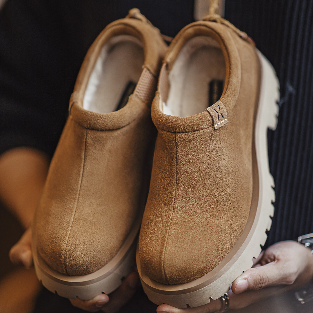 復古雪地靴男款2025冬季新款加絨保暖厚底棉鞋一腳蹬休閒鞋子