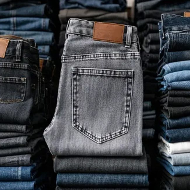 美式復古水洗做舊格雷系灰牛仔褲破洞貓鬚伐木直筒褲男春