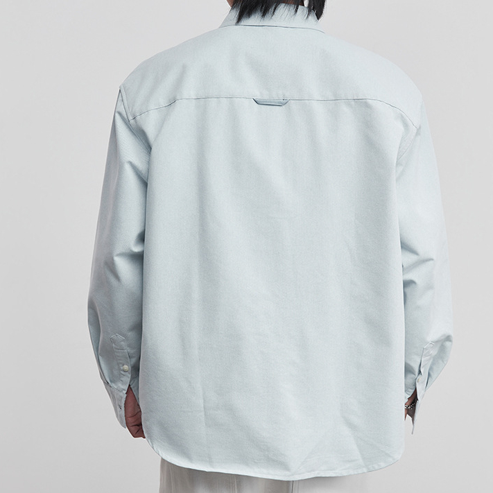 幾何雙拼色襯衫男春秋季新款潮韓版設計感小衆廓形寬鬆上衣潮