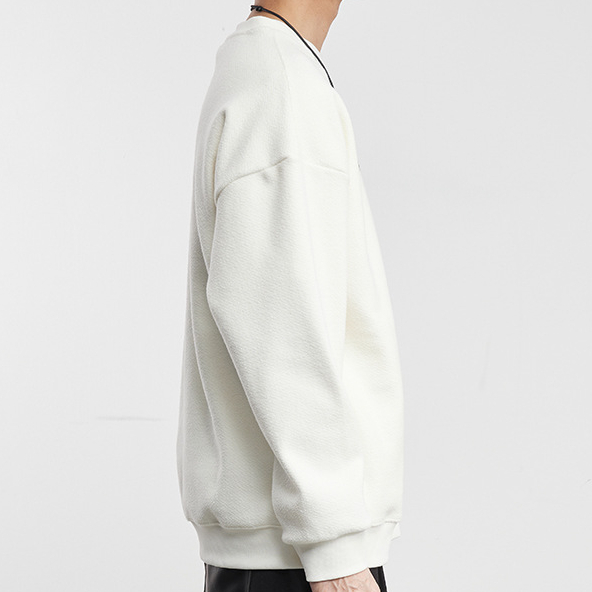 簡繡加絨簡約字母印花圓領衛衣2025冬季寬鬆休閒套頭衫