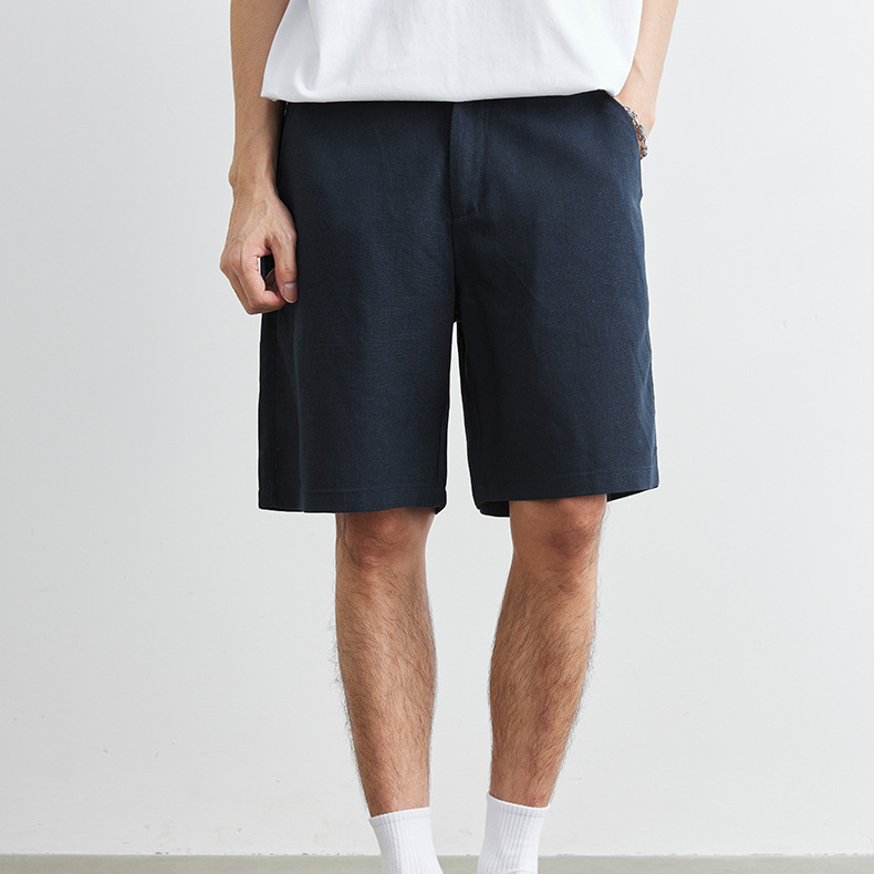 萊賽爾天絲休閒短褲男士夏季2025新款寬鬆舒適亞麻褲子潮