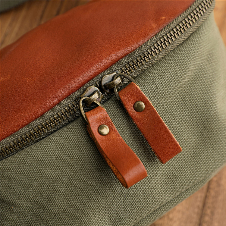 簡約小衆文藝街頭復古純棉帆布斜挎包男士手機包休閒大容量單肩包