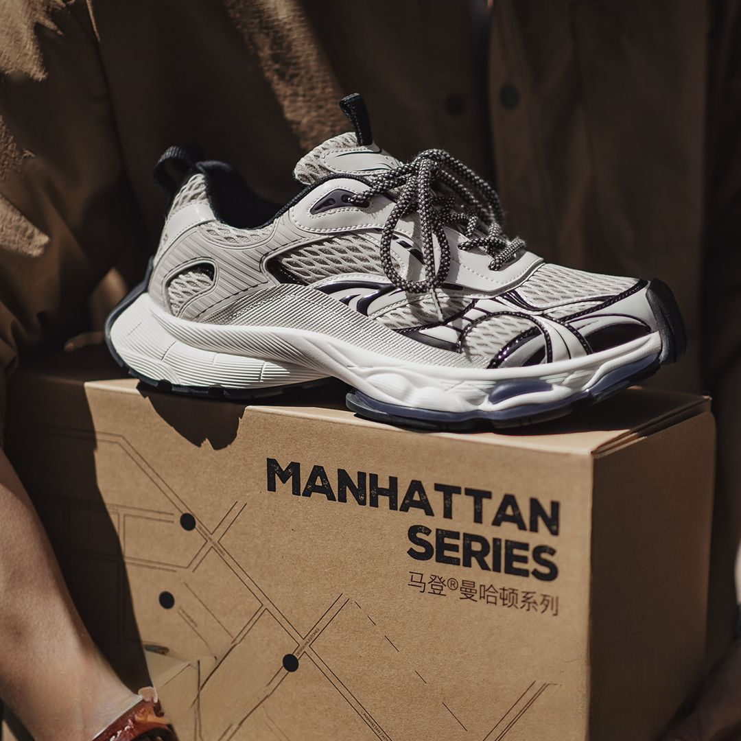 曼哈頓老爹鞋男秋季新款厚底網面增高白色軟底運動休閒鞋