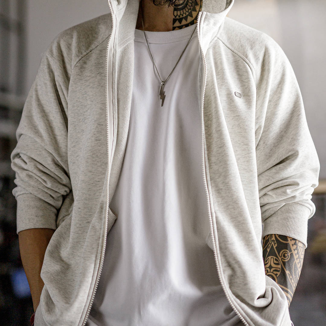 美式休閒灰色連帽衛衣寬鬆插肩袖開衫鬆弛長袖外套男款秋