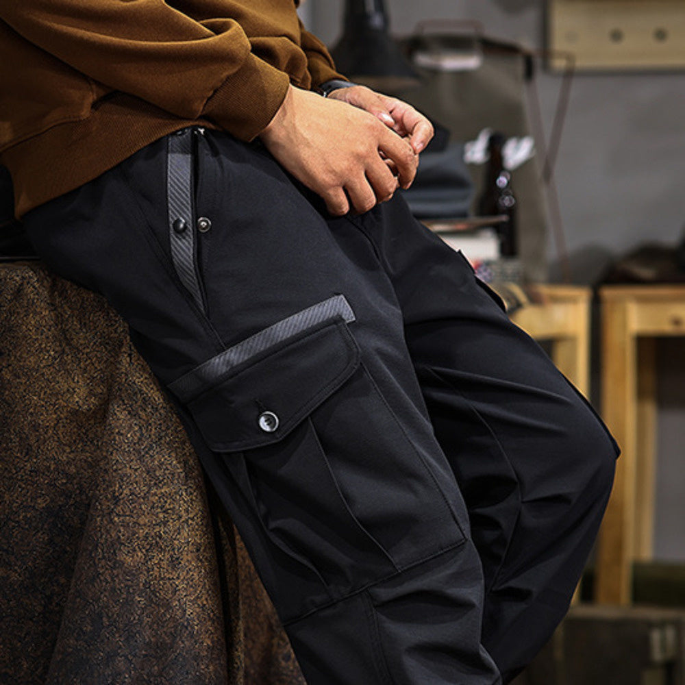 高端美式潮牌戶外沖鋒痞帥工裝褲男秋冬新款寬松束腳休閑褲子