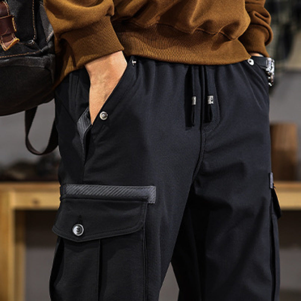 高端美式潮牌戶外沖鋒痞帥工裝褲男秋冬新款寬松束腳休閑褲子