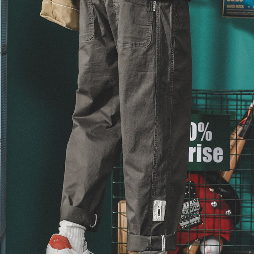 cityboy寬松直筒工裝褲男潮流百搭休閑長褲復古九分運動褲子