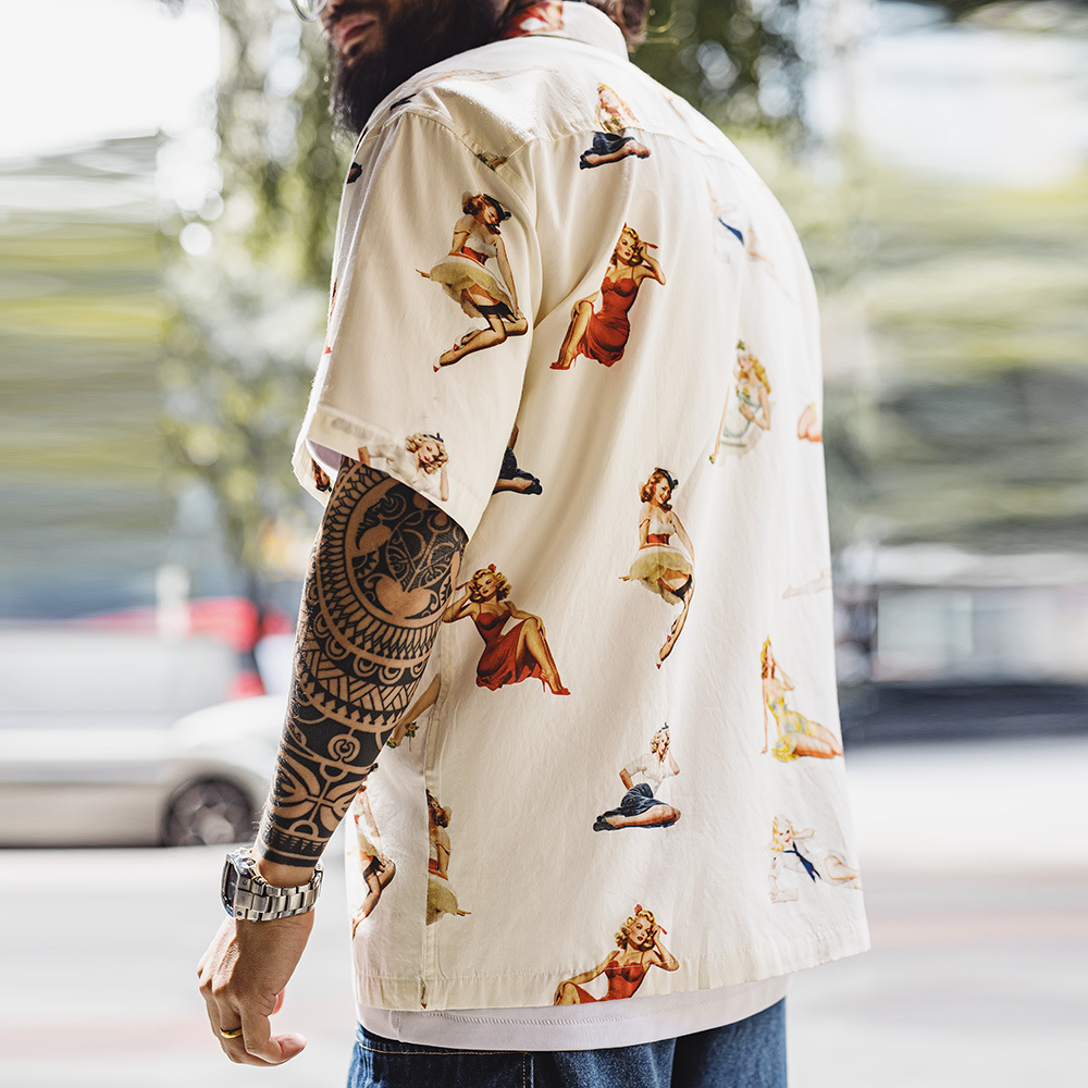 美式復古滿印花古巴領襯衫夏威夷短袖沙灘襯衣外套男款夏