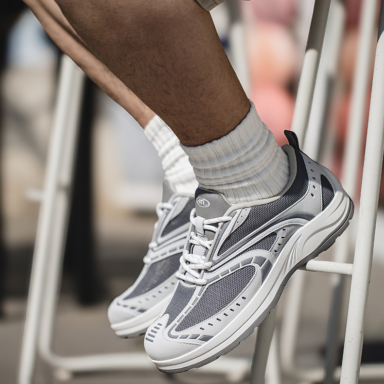 灰速復古慢跑鞋男夏季網面透氣輕便運動鞋百搭通勤休閒跑步鞋