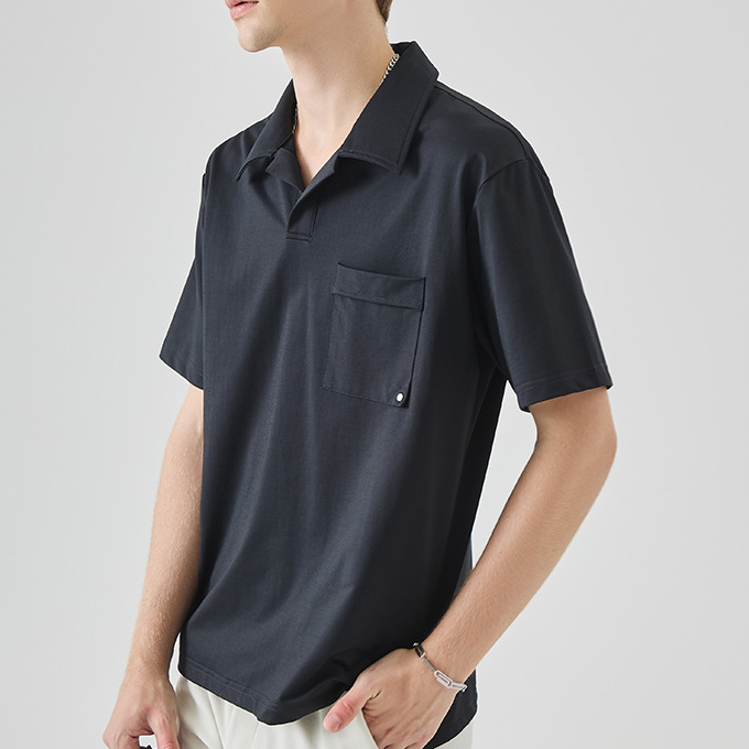 商務休閒短袖POLO衫男士夏季薄款高級感百搭翻領上衣工服