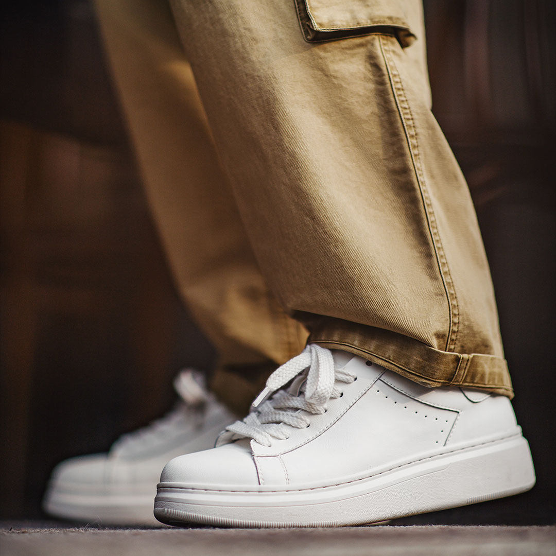 美式百搭厚底小白鞋增高白色板鞋圓頭經典休閒鞋子男款