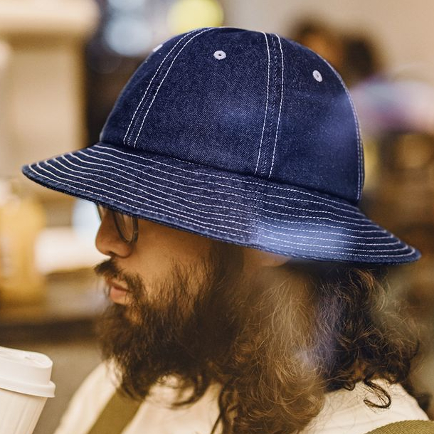 美式復古丹寧牛仔漁夫帽寬帽檐咔嘰圓頂遮陽帽盆帽男女