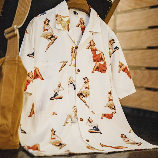 美式復古滿印花古巴領襯衫夏威夷短袖沙灘襯衣外套男款夏