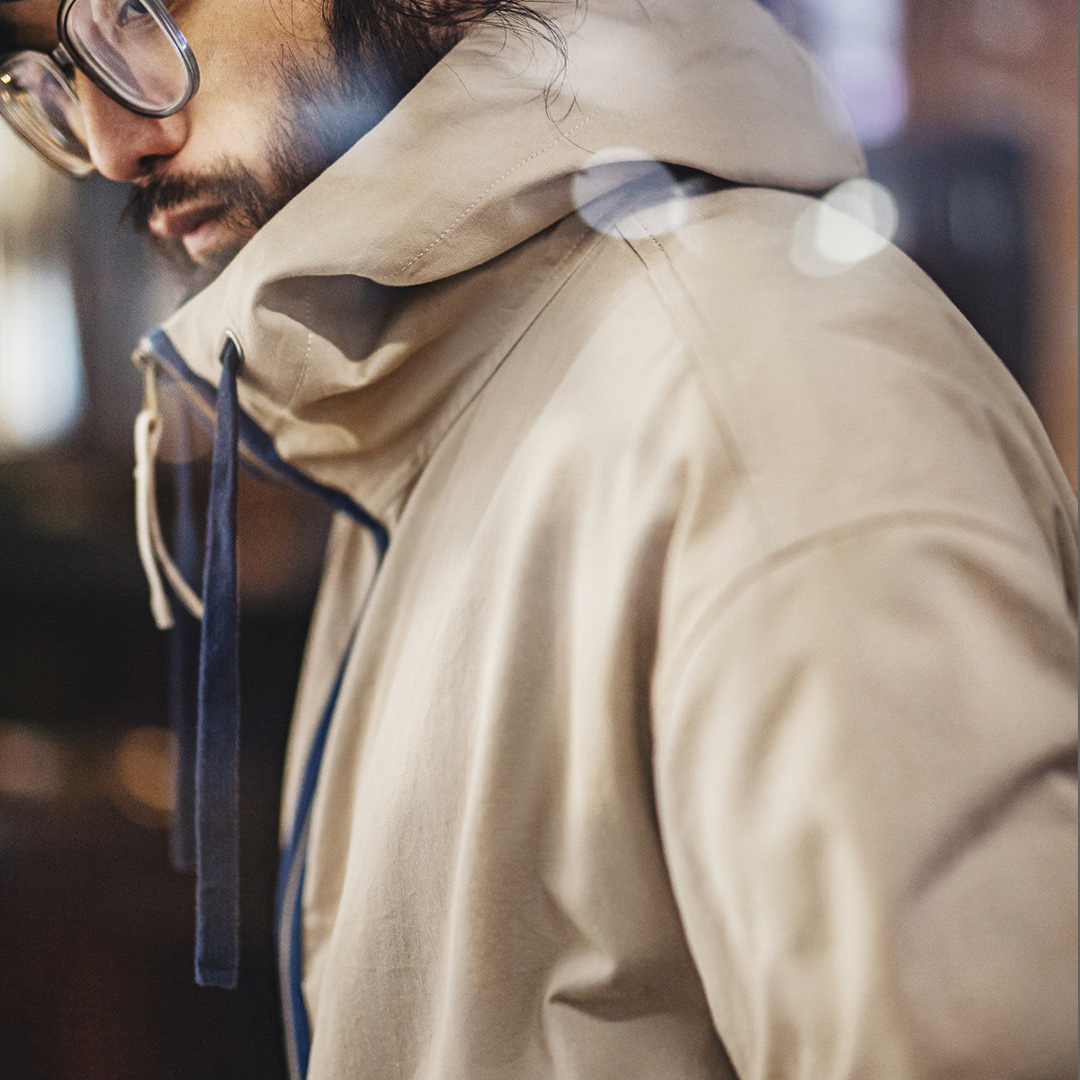 美式復古多口袋夾克純棉帆布卡其色立領連帽薄款外套男春