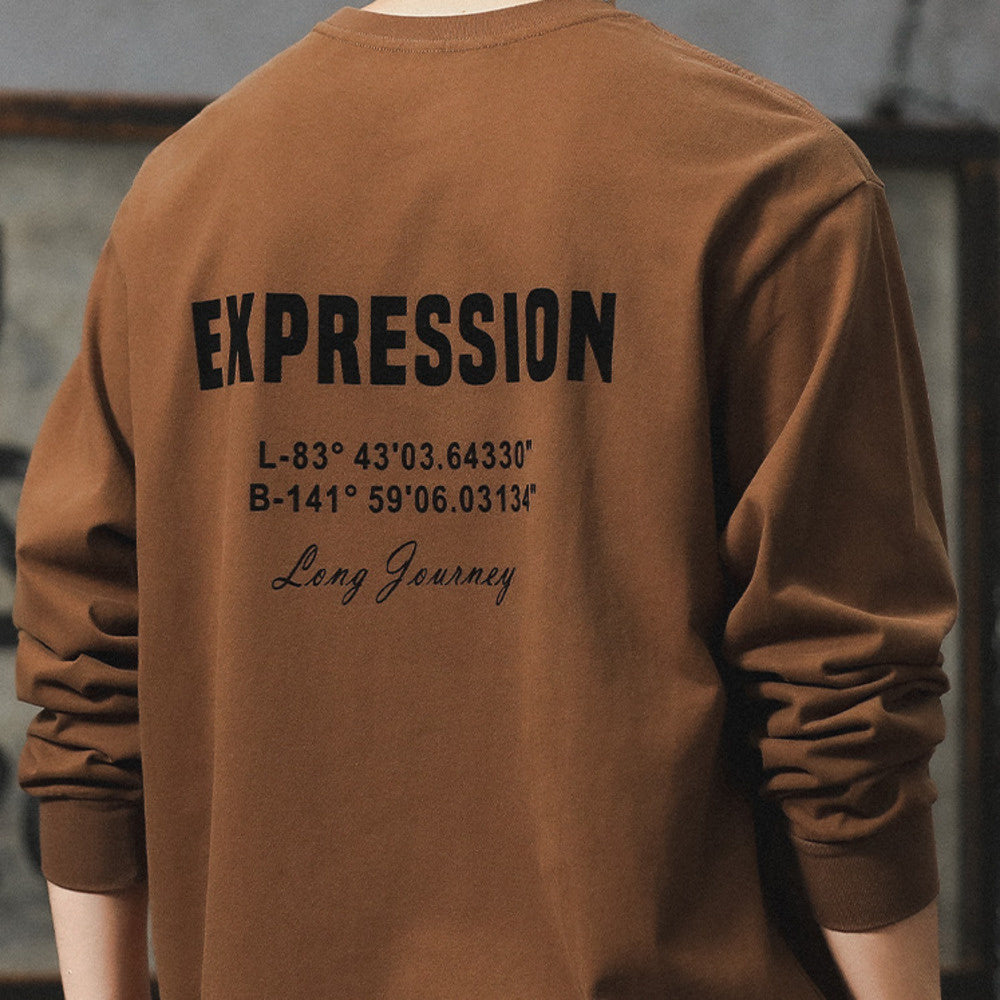 長袖t恤男純棉圓領打底衫寬松大碼美式休閑純棉新款上衣