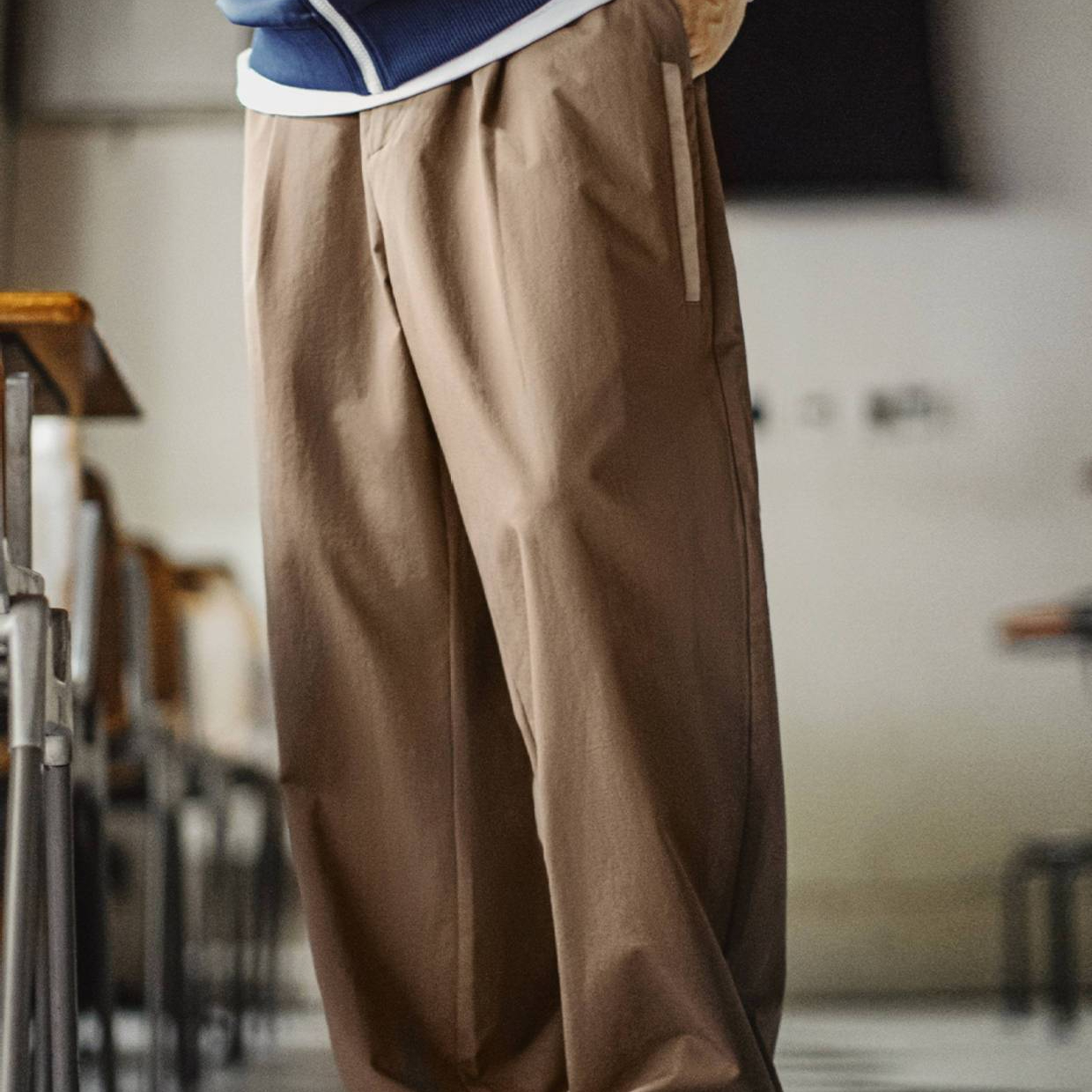 美式復古四面彈休閒褲卡其色通勤抗皺錐型薄款長褲子男秋