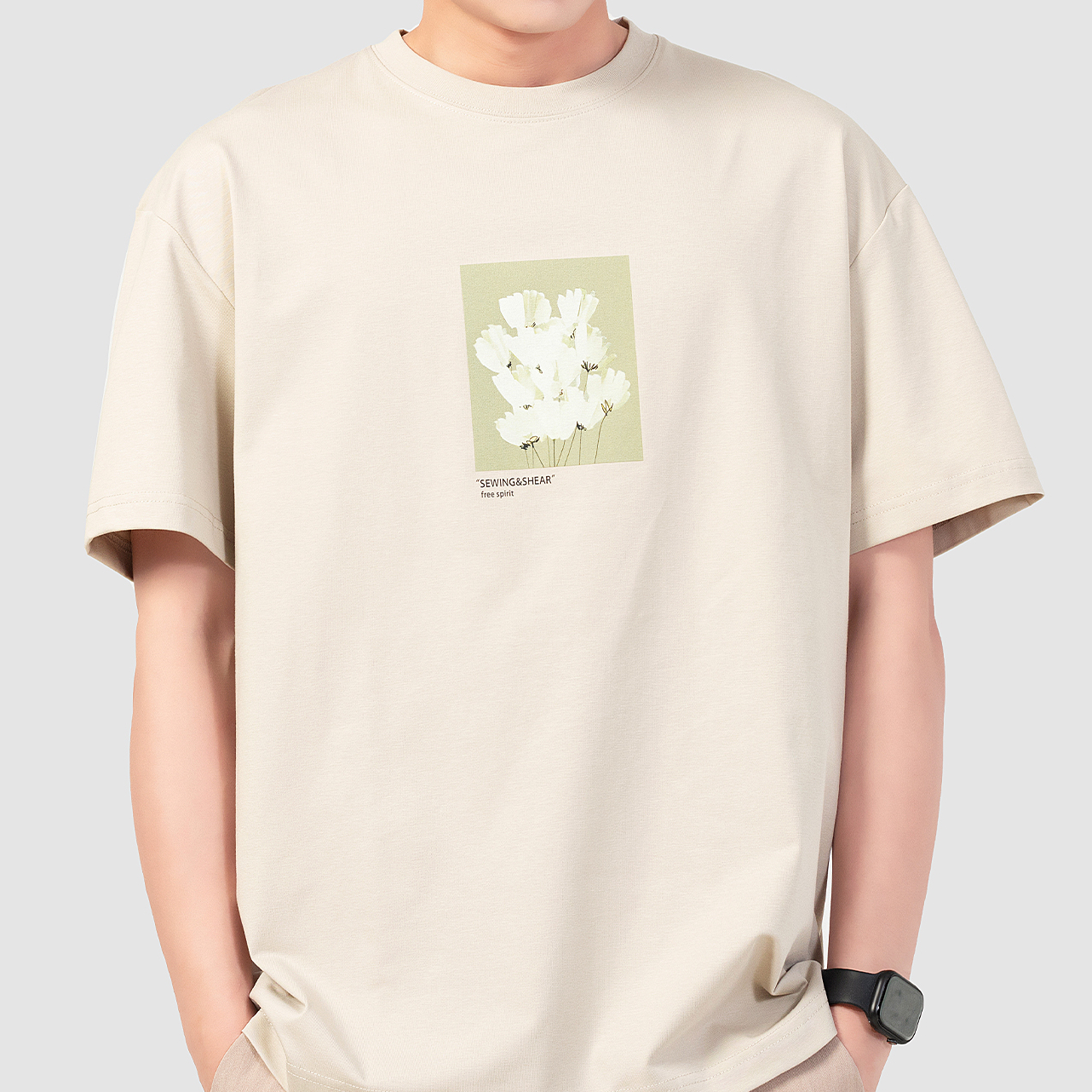 夏季冰感索羅娜速乾短袖T恤男寬鬆時尚印花冰絲半袖體恤