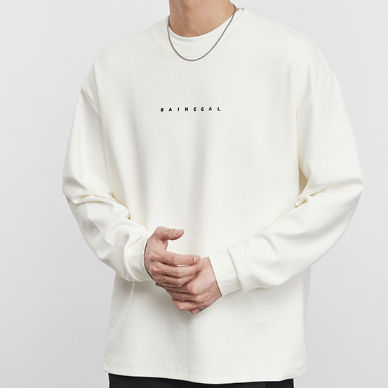 簡約字母長袖衛衣男春秋季2025新款寬鬆圓領休閒男士衛衣