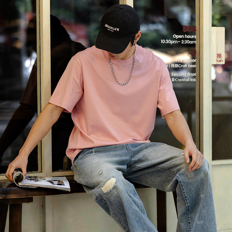 男裝70支匹馬棉短袖T恤棉涼感吸溼抗皺圓領打底純色半袖體恤夏