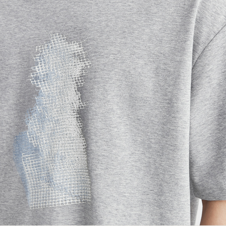 重磅220g棉紡親膚網格漸變T恤男夏季圓領寬鬆街頭潮流短袖