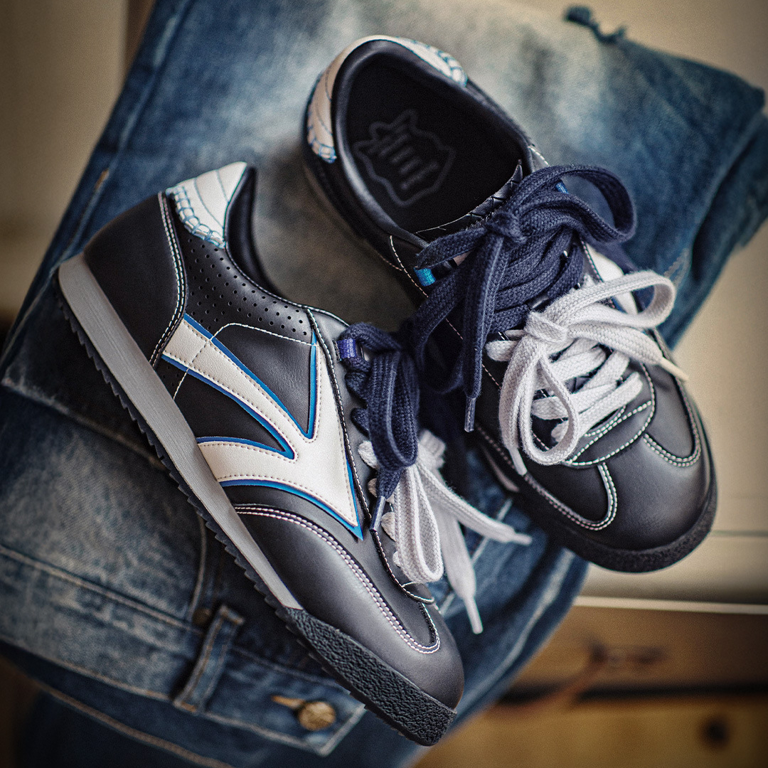 雙鞋帶藍色德訓鞋夏季男新款百搭軟底平底運動休閒復古阿甘鞋