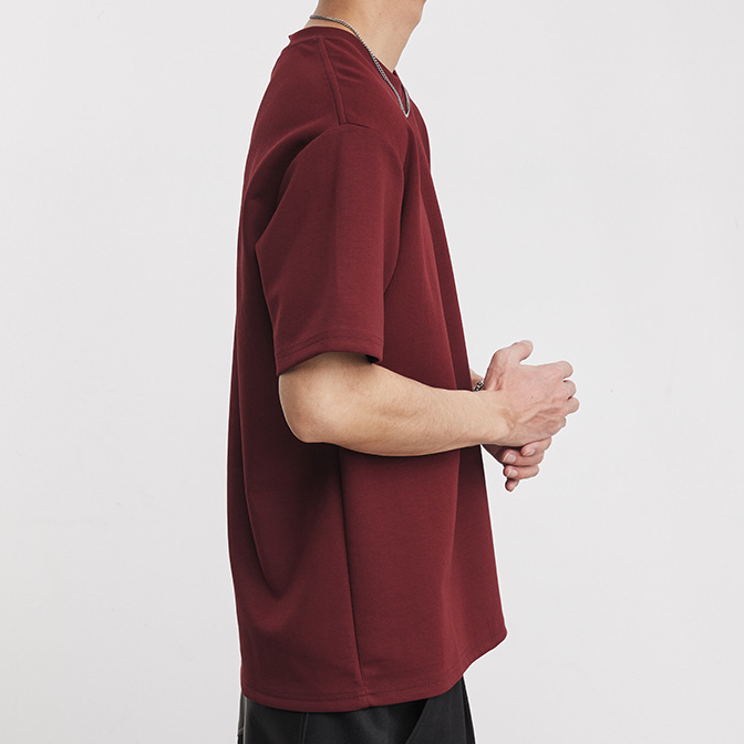 280G口糧T春夏新款雲朵棉純色短袖T恤圓領三角標百搭簡約T恤