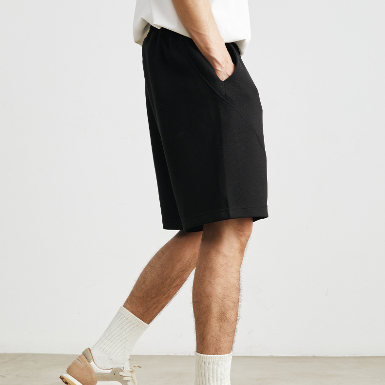 夏季新款美式重磅短褲男直筒寬鬆五分褲純色休閒運動褲男