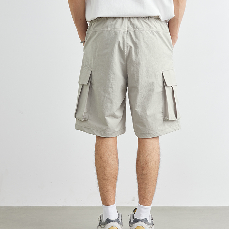 潮牌機能大口袋闊腿工裝短褲男山系戶外直筒寬鬆五分褲子