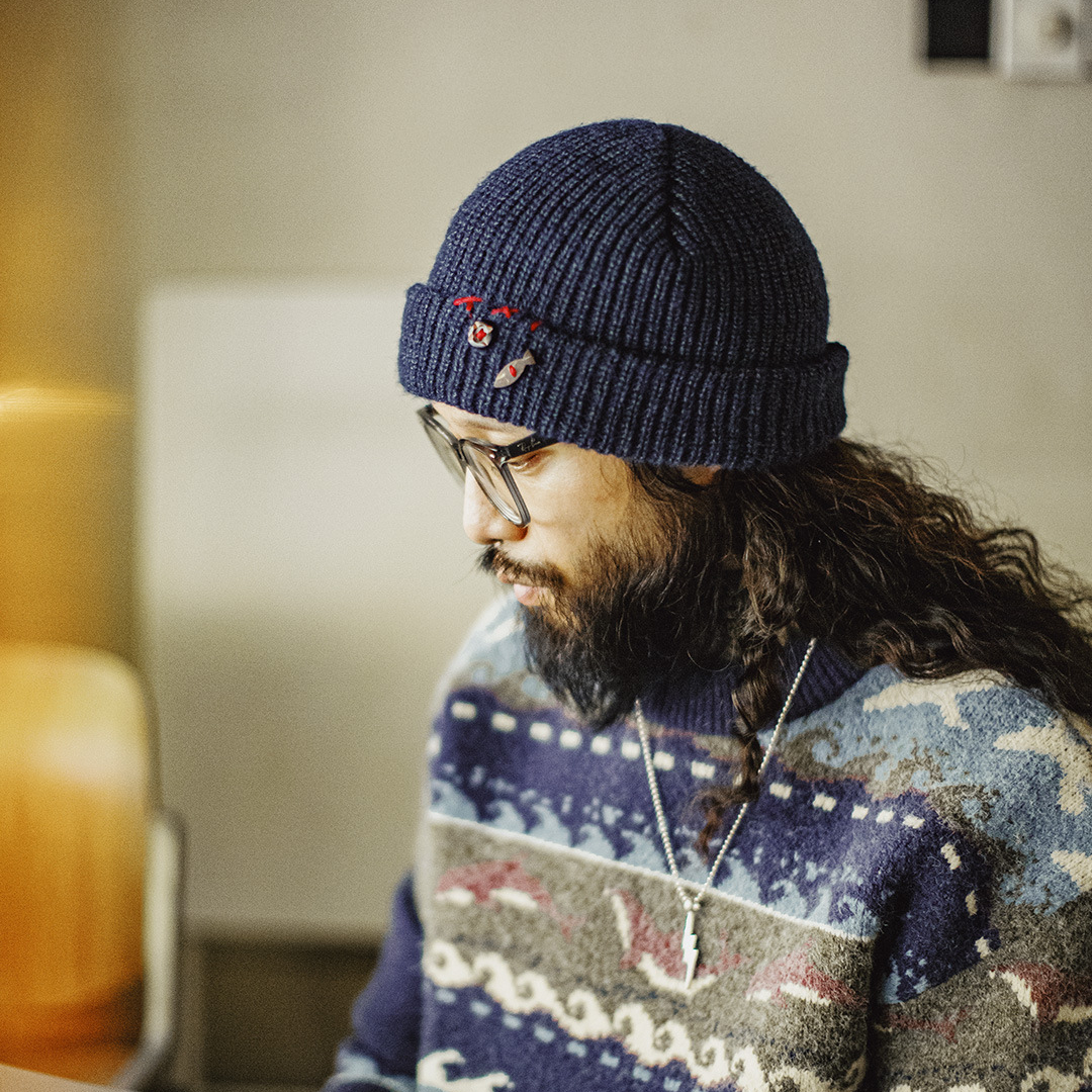 美式復古北極絨藍色冷帽護耳防寒毛線保暖瓜皮帽子男秋冬