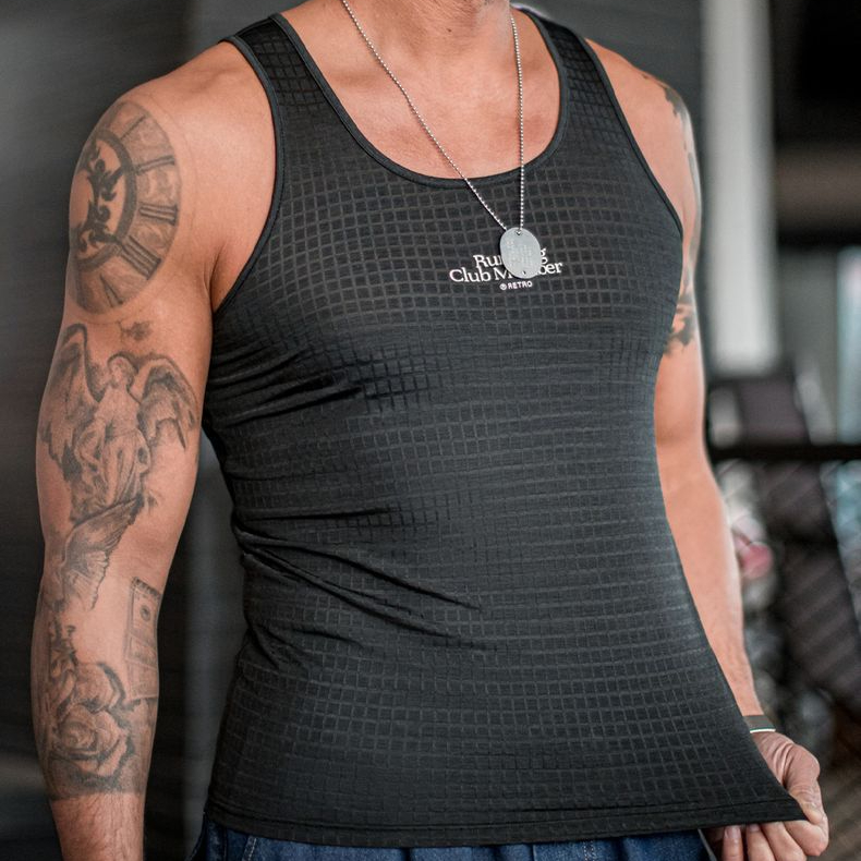 美式復古黑色風洞背心跑步運動透氣速乾涼感寬鬆汗衫男夏