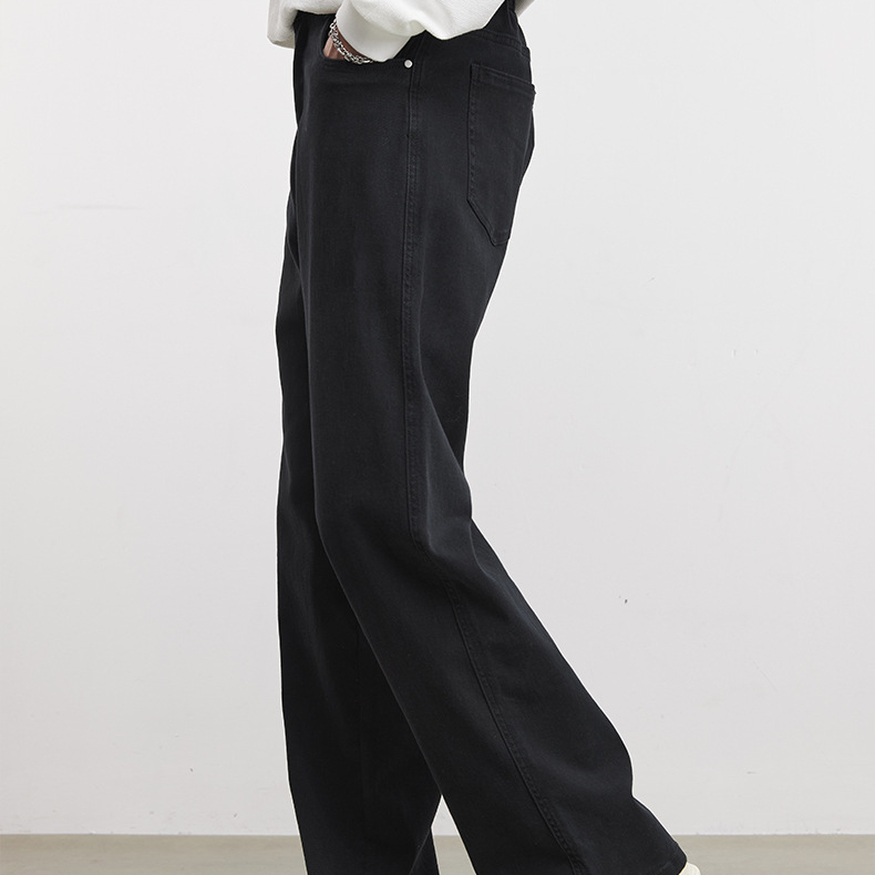 280g立体裁剪休闲直筒裤男春季纯色宽松口袋精致五金潮流长裤