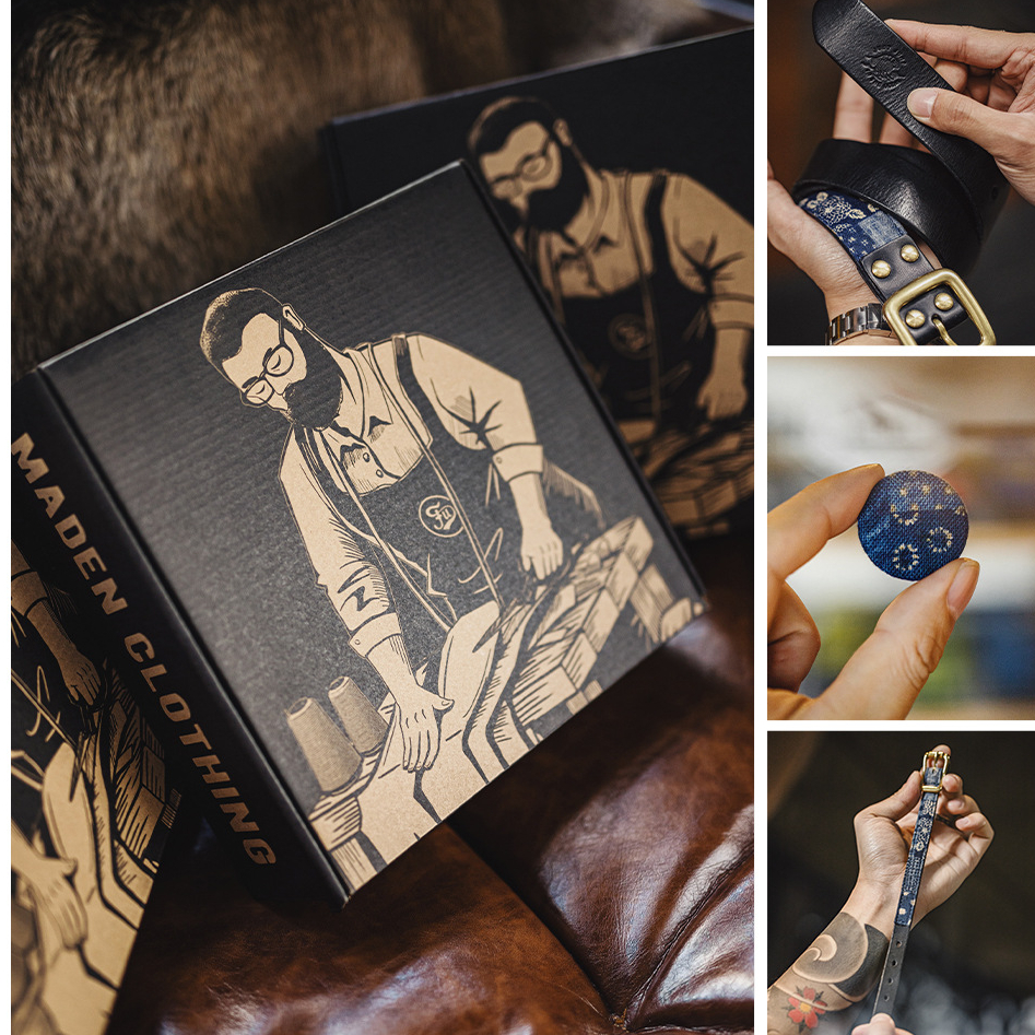 boro古布真皮單針黃銅釦皮帶牛皮手環手鍊徽章新品禮盒