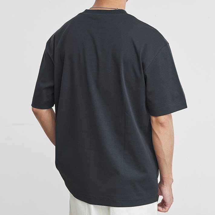 親膚液氨棉日系簡約印花短袖夏季新款圓領寬鬆舒適休閒T恤男