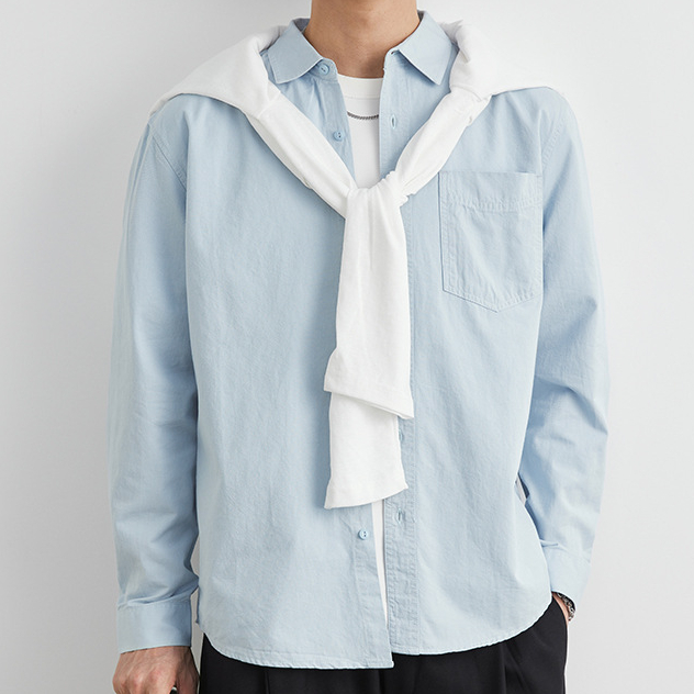 純棉工裝長袖襯衫男款春秋季2025新款寬鬆日系襯衣上衣潮