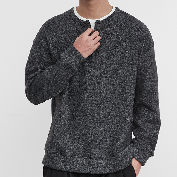 星爍假兩件加絨保暖衛衣秋冬季男拉鍊半開襟圓領休閒長袖