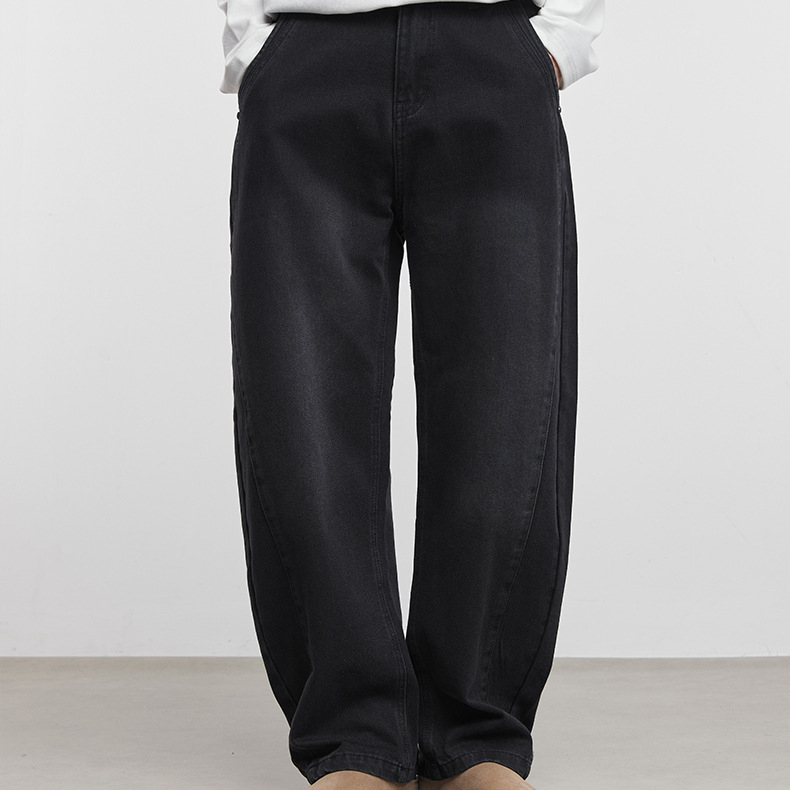 藍棱美式潮牌水洗做舊牛仔褲男秋季新款直筒寬鬆長褲子