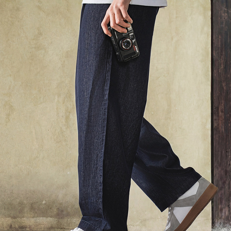 冰皮牛仔褲垂墜感輕薄透氣萊賽爾長褲闊腿鬆緊休閒褲春夏